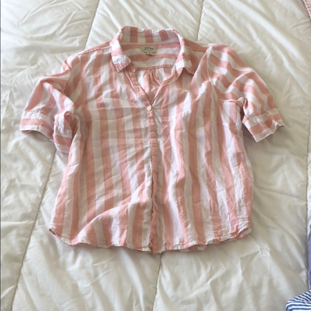 Short Sleeve Boxy Pink J. Crew Striped Top